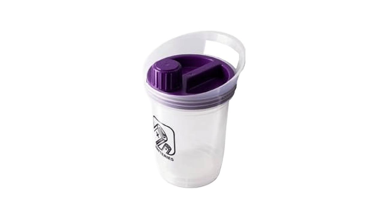 3 liter for småbatterier med violett innkast.