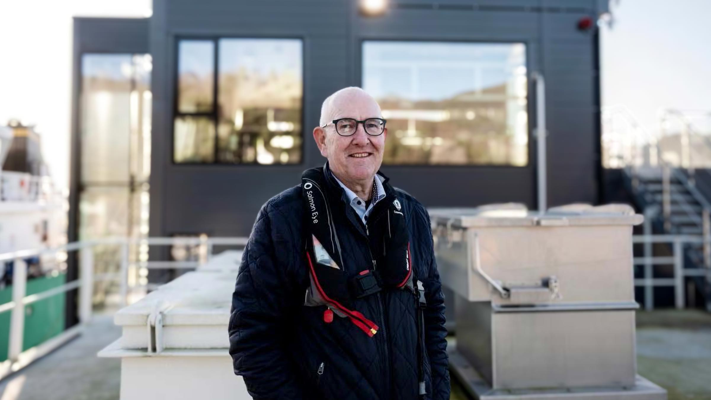 Ole Arthur Vaage, leder for Ragn-Sells Havbruk, håper at verdens første fabrikk som skal gjøre fiskeslam om til dyrefôr står klar i Norge om fire-fem år. (Foto: Elias Dahlen)