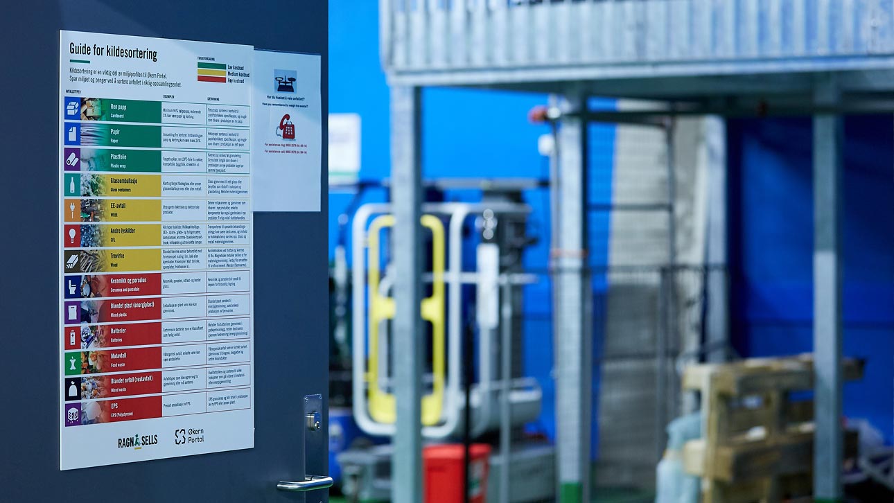 Døren til avfallsrommet åpnes først etter at avfallet har blitt veid inn og registrert korrekt. (Foto: Susanne Finnes / Spirit)