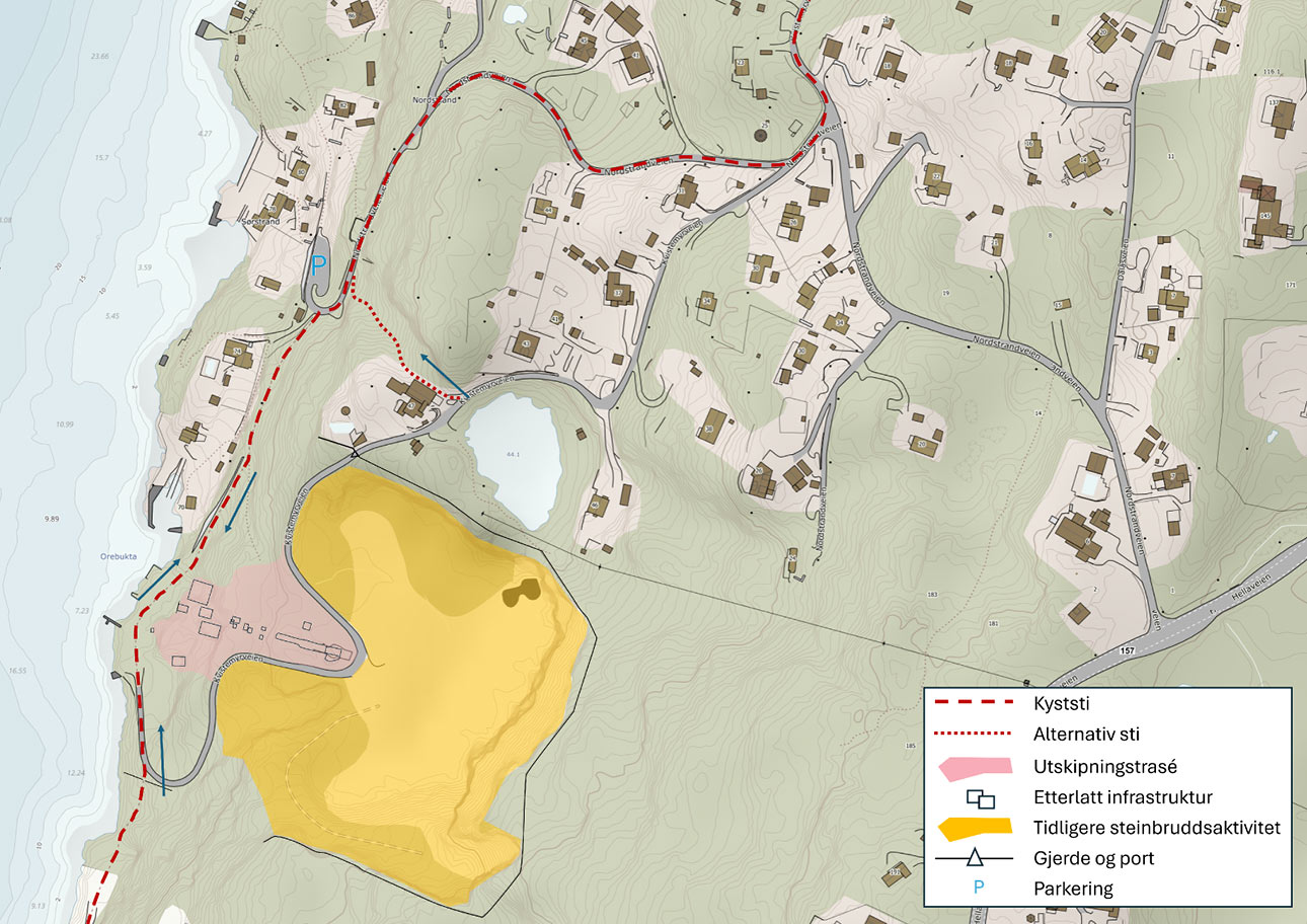 Kart over Nordstrand Steinbrudd og nærliggende område. (Illustrasjon: Ragn-Sells)