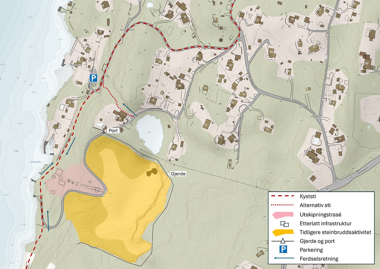 Kart over Nordstrand Steinbrudd og nærliggende område. (Illustrasjon: Ragn-Sells)