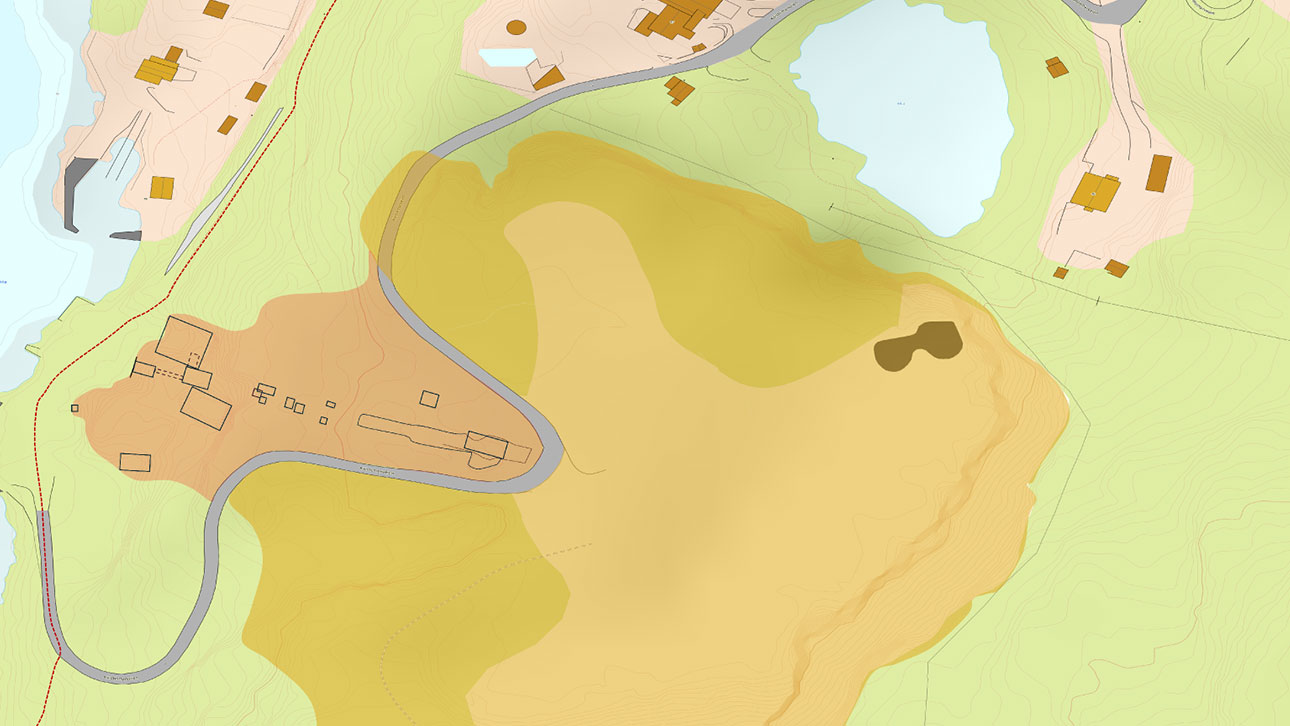 Kart over Nordstrand Steinbrudd og utskipningstrase med gjerde. (Illustrasjon: Ragn-Sells)